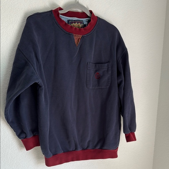 Vintage chaps Ralph Lauren Blue and Red Crewneck Sweater - Picture 4 of 12